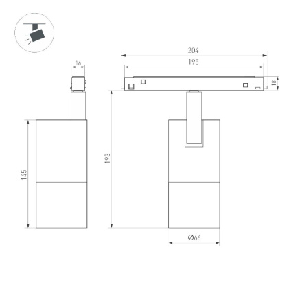 Трековый магнитный светильник Arlight MAG-ORIENT-SPOT-ZOOM-R65-15W Warm3000 048663