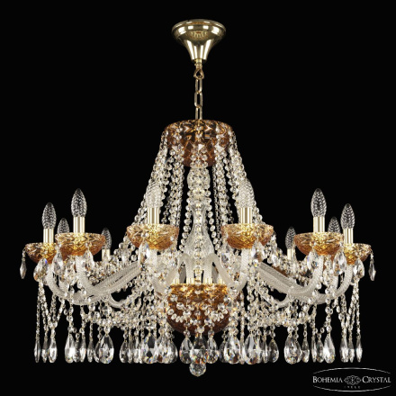 Подвесная люстра Bohemia Ivele Crystal 5413/12/300 G Amber/M-1F