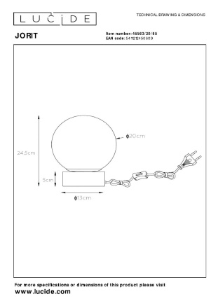 Настольная лампа Lucide Jorit 45563/20/65