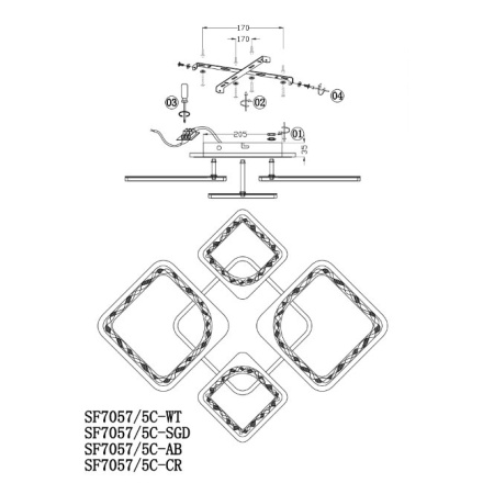 Потолочная люстра Seven Fires Brand SF7057/5C-AB-BL